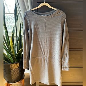 Athleta Grey Striped Long Sleeve Dress